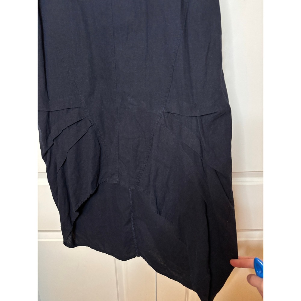 Cynthia Rowley Navy Linen Blend Cowl Neck Sleeveless High Low Tulip Midi Dress S - Picture 2 of 9